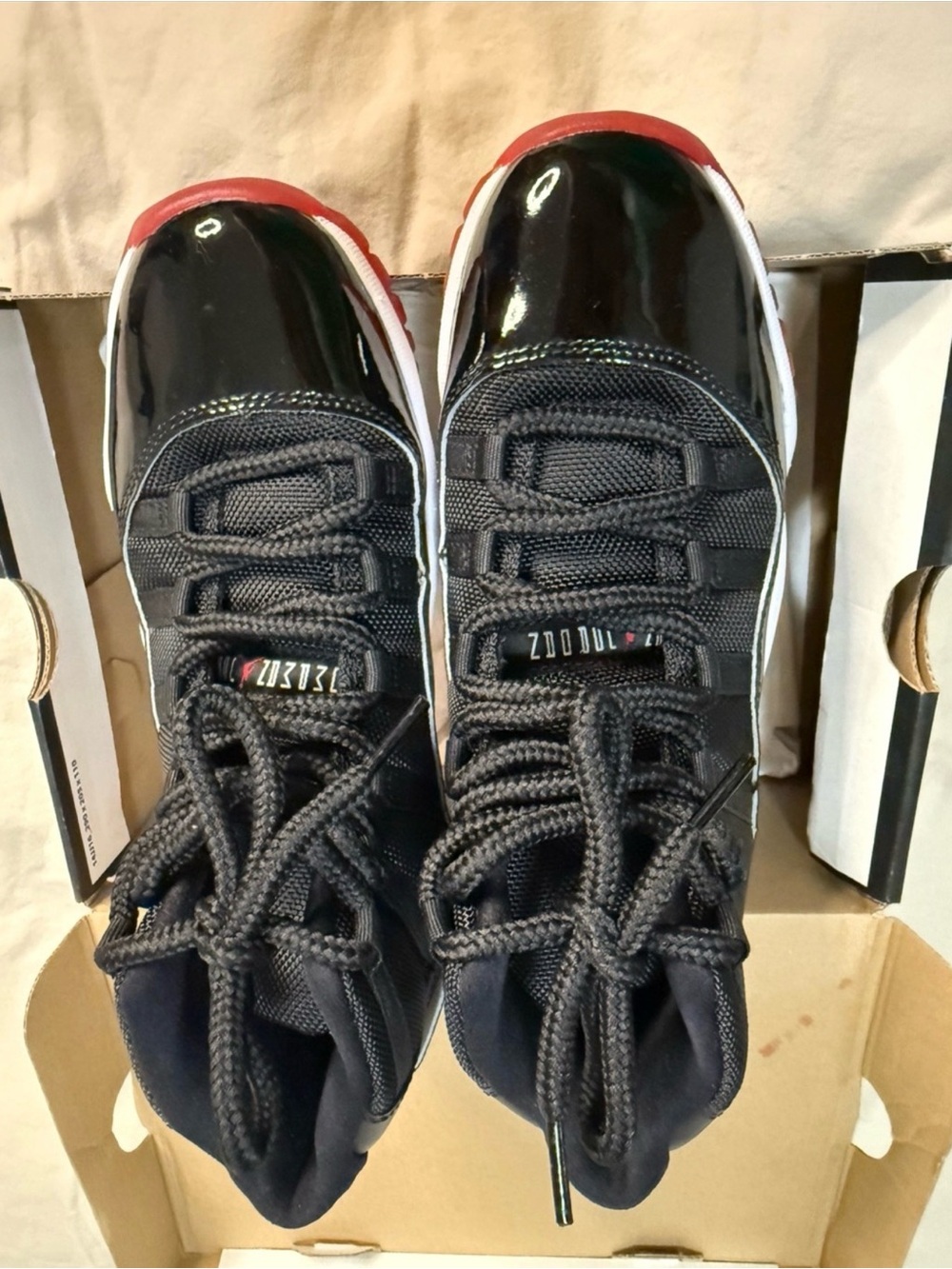 Jordan Boys Black and Red High-Top Sneakers - Picture 3 of 4